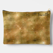 Gouden Disco Spiegels Glitter Patroon Monogram Etui (Achterkant)