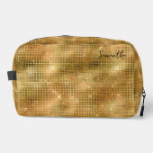 Gouden Disco Spiegels Glitter Patroon Monogram Toilettasje (Voorkant)