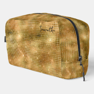 Gouden Disco Spiegels Glitter Patroon Monogram Toilettasje