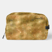 Gouden Disco Spiegels Glitter Patroon Monogram Toilettasje (Achterkant)