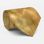 Gouden disco spiegels retro glitter patroon stropdas (Opgerold)