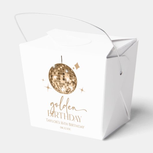 Gouden Discobal Gouden Verjaardagsfeest Bedankdoosjes (Achterkant)