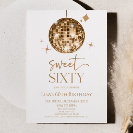 Gouden Discobal Sweet Sixty 60ste verjaardagsfeest Kaart