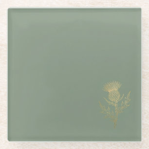Gouden Distel Salie Groene Glas Onderzetter