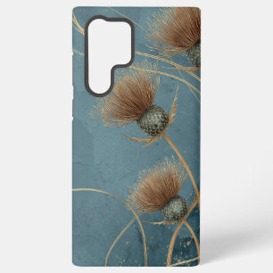 Gouden Distel Teal Blauwe Textuur Elegantie Samsung Galaxy Hoesje