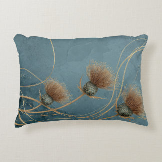 Gouden Distel Turquoise Textuur Elegantie Accent Kussen