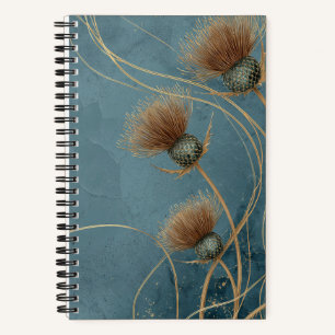 Gouden Distel Turquoise Textuur Elegantie Notitieboek