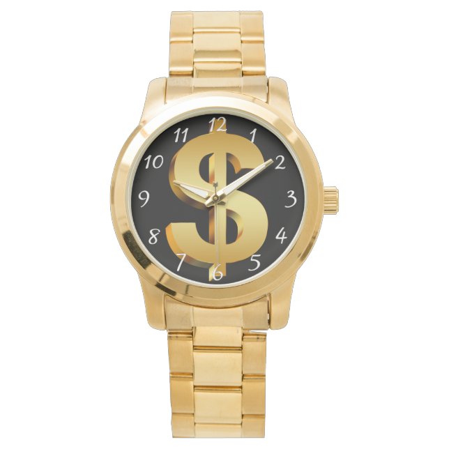 Gouden dollar symbool horloge (Voorkant)