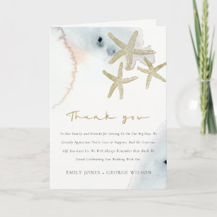 Gouden donkerblauwe strand sterappel baby shower bedankkaart