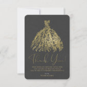 Gouden & donkergrijze botanische jurik Bedankt Kaart (Voorkant)