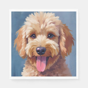 Gouden Doodle   Hond Aquarel Schilderij Huisdier Servet