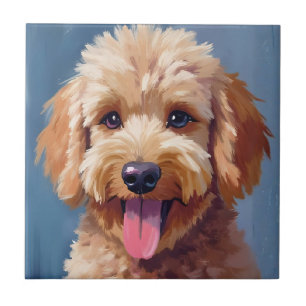 Gouden Doodle Hond Aquarel Schilderij Huisdier Tegeltje