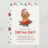 Gouden Doodle Hond in een Kerstman Hat Kerstfeest Kaart (Voorkant / Achterkant)