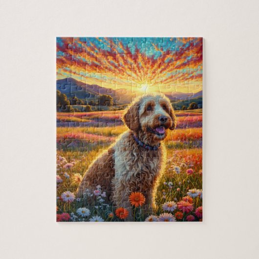 Gouden Doodle hond Legpuzzel (Verticaal)