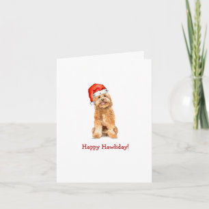 Gouden Doodle in Kerstmannenhoed Vouw Kerstkaart Kaart