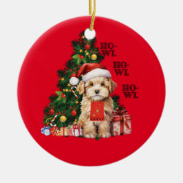 Gouden Doodle Kerstmis Hond Howl Keramisch Ornament