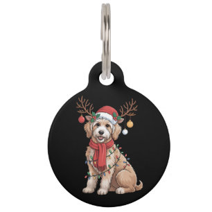 Gouden Doodle Prachtige Rendier Kerstboom Huisdierpenning