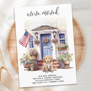 Gouden Doodle Puppy Patriottische Aangepaste Hond  Aankondiging