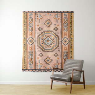 Gouden Doolhof – Moderne Marokkaanse Geometrie Wandkleed