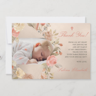Gouden Doop Christening Baby Rozen Tuin Foto Bedankkaart