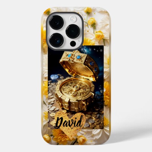 Gouden doos en gele bloem iPhone / iPad case (Achterkant)