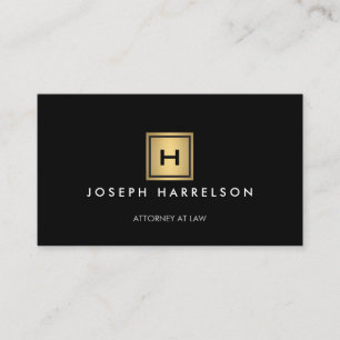 GOUDEN DOOS LOGO met UW INITIAAL/MONOGRAM op Zwart Visitekaartje