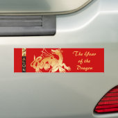 Gouden Draak en Vaandel Bumpersticker (Op auto)