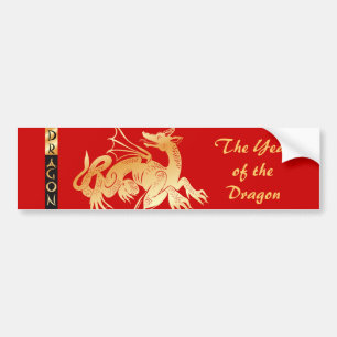 Gouden Draak en Vaandel Bumpersticker