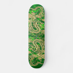 Gouden Draak Groene Satijn Luxe Skateboard