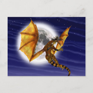Gouden Draak Mythisch Fantasie Wezen Paarse Lucht Briefkaart