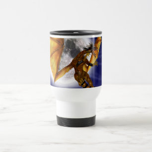 Gouden Draak Mythisch Fantasie Wezen Paarse Lucht Reisbeker