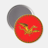 gouden draak rood magneet (Voorkant / Achterkant)