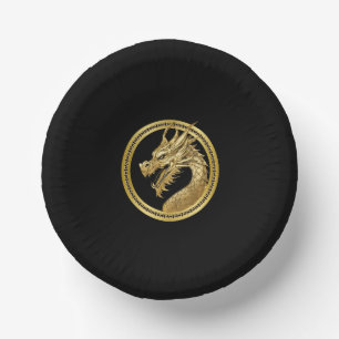 Gouden draak-zwart en goud papieren kommen