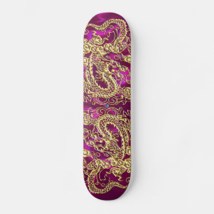 Gouden Dragon Magenta Satijn Lush Skateboard