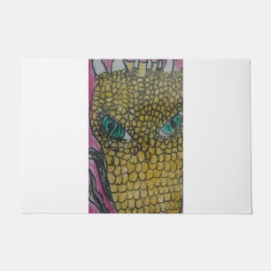 Gouden Drakengezicht — Fantasie Drakenkunst Deurmat