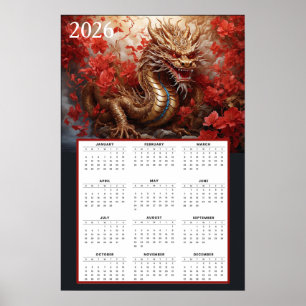 Gouden Drakenkalender 2026 – Herfstvuur  Poster