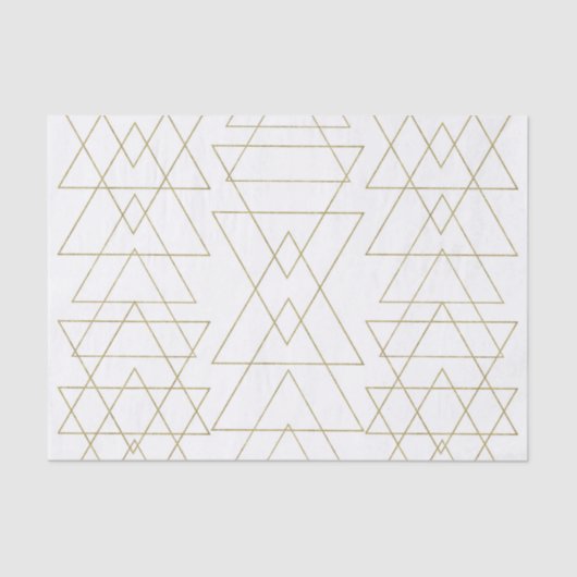 Gouden Driehoeken Chic Witte Moderne Glamour Tissuepapier (Voorkant)