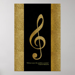 gouden driehoekige gespleten muzieknoot decor poster