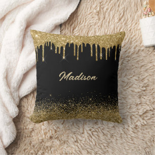 Gouden Drip Glitter Kussen