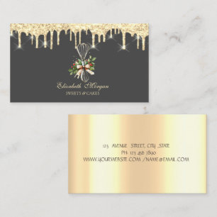 Gouden druppels deegroller garde winterbloemen visitekaartje