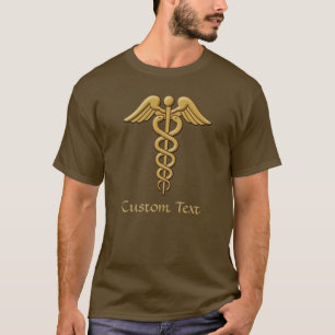 Gouden dubbele Snake Caduceus T-shirt