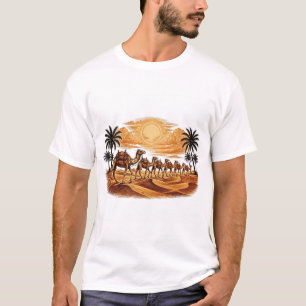 Gouden Duin Karavaan — Woestijn Kameel Zonsonderga T-shirt