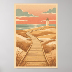 Gouden Duin Promenade en Vuurtoren Poster