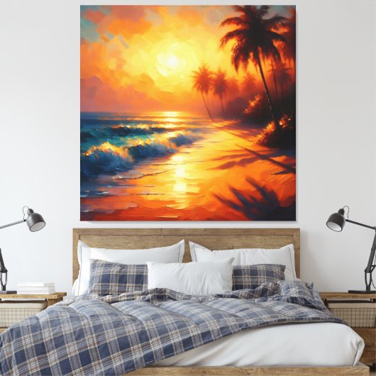 Gouden echo's van het paradijs canvas afdruk (Insitu (Slaapkamer))