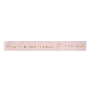 Gouden Edelsteen Blush Roze Aangepaste Bruiloft Lint