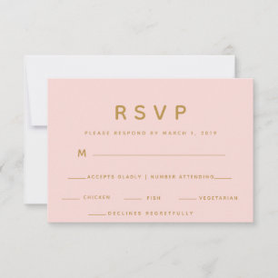 Gouden Edelstenen Roze Voedsel Keuze RSVP Respons Kaartje