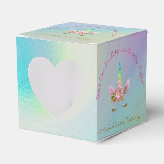 Gouden Eenhoorn Regenboog Dank u Cupcake Box Bedankdoosjes (Voorkant Zijde)