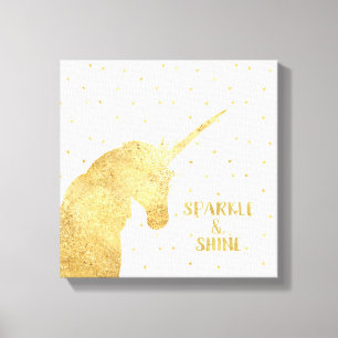 Gouden Eenhoorn Sterren Sparkle en Shine Canvas Afdruk