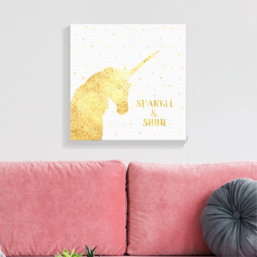 Gouden Eenhoorn Sterren Sparkle en Shine Canvas Afdruk (Insitu (Woonkamer))