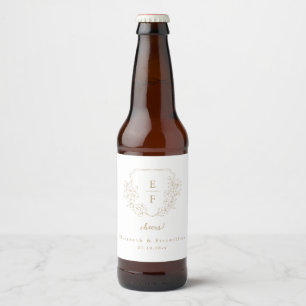 Gouden Eenvoudige Elegante Kersenbloesem Monogram Bier Etiket